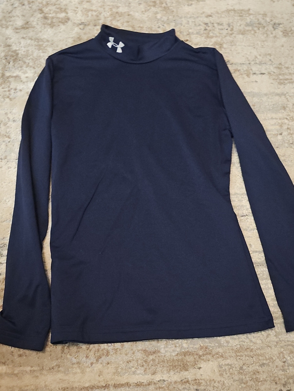 Kids Under Armour Navy Long-Sleeve Mock Neck Performance Top Size Medium